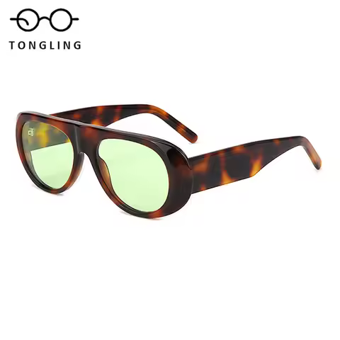 2025 New Men Handcrafted High-Quality Acetate Eyeglasses Women Retro Pilot Wide-Leg Trendy Unique Av