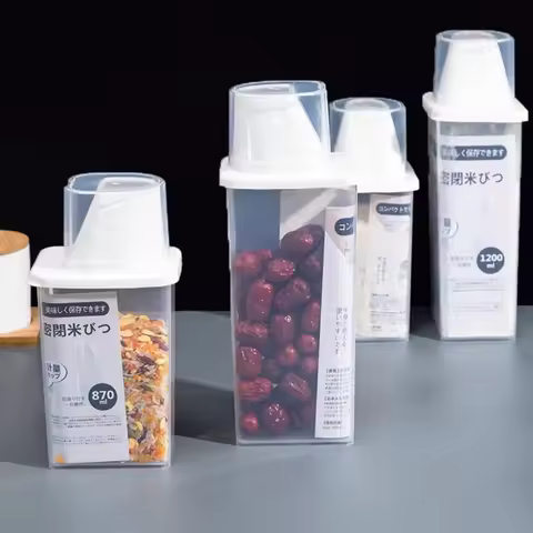 2 Sizes Airtight Food Storage Containers Plastic Kitchen Storage Containers for Flour Sugar Cereal F