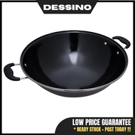 DESSINO Original  Enamel Kuali Hitam Double Handle Kuali Tebal Kuali WOK Thick Cast Iron Stir Fry
