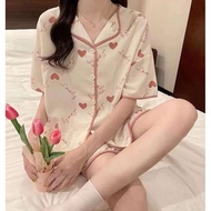 BAJU TIDUR PIYAMA IMPORT WANITA KOREA LENGAN PENDEK CELANA PENDEK 3 HTS