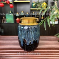 Hũ Đựng Trà Men Hoả Biến Cẩm Lai Xanh - Bình đựng trà lọ đựng chè Bát Tràng Cao Cấp