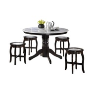 [A-STAR] (1+4) RECTANGLE MARBLE TOP DINING TABLE AND CHAIR STOOL SET