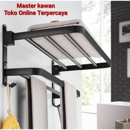 Black SUS 304 Stainless Steel Folding Towel Rack Black Stainless Steel Towel Rack