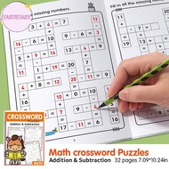 TEAY Math Workbook For Kids Ages 5-8 Math:Math Crossword Puzzles Addition And Subtraction Workbook S