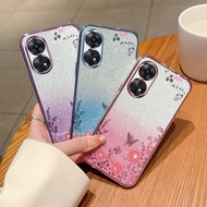 For OPPO Reno 8T 4G case casing Butterfly Flower Transparent Fashion Soft Glitter Plated Fall Prevention for OPPO Reno 8T Back Cover