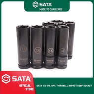SATA 1/2" DR. 6PT. THIN WALL IMPACT DEEP SOCKET / 17MM 19MM 21MM