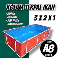 Terpal Kolam Kotak Tebal A8 3x2x1 Bioflok Tebal Untuk Ikan Lele Koi Bahan Korea Ukuran 300x200x100