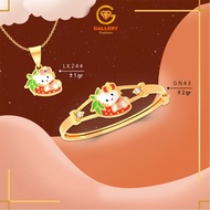 GENUINE GOLD CHILDREN'S BANGLE BRACELET 300 (6K) AND 375 (8K) CODE GBA 43A LK 244 KITTY CAT STRAWBER