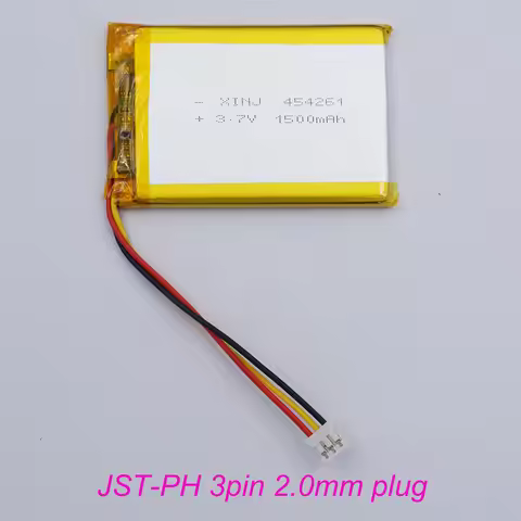 3.7V 1500mAh 5.55Wh Li-Polymer Replacement Li Lipo Rechargeable Battery 454261 JST-PH 3Pin 2.0mm con