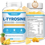 L Tyrosine Gummies, 2 Pack L-Tyrosine Supplement, Tyrosine Gummies with L-Theanine B6 D3, Tyrosine S