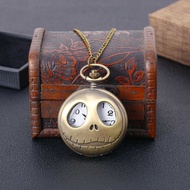 Nostalgic Bronze Big Eyes Big Mouth Pocket Watch Skull Quartz Watch 8886