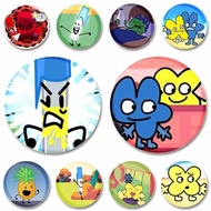 Funny Anime BFDI Icons Round Badge Creative Cartoon Four and X Enamel Pins Tinplate Coin Brooch Clot