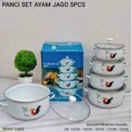 Panci Set 3 In 1 Bunga Ayam Jago / Set 5 In 1 Motif Ayam Jago Tutup Kaca