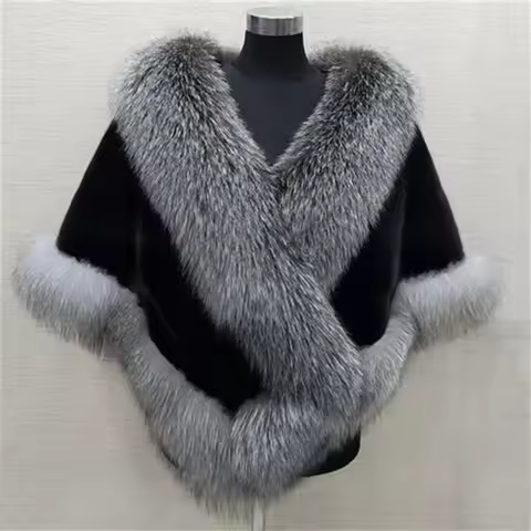 Elegant Winter Warm Shawl Thicken Coat Cardigan Cape Bridal Cloak Outer