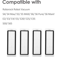 4 Pack Replacement Filter for Roborock S6 MaxV, S6, S6 Pure, S5, S5 Max, S4 Max, S4, E2, E3, E4, E5,