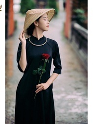 Renovated Black Straight Ao Dai - Luxurious, Attractive 2.5 Inch Ancient Ao Dai - LYNA Fashion Ao Da