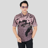 BAJU COUPLE ANAK DAN PRIA DEWASA KEMEJA BATIK LAKSAMANA WARNA HITAM PINK LENGAN PENDEK KATUN PRIMISS