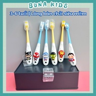 Toothbrush for children 3-6 years old with soft bristles and PP plastic handle in the shape of super