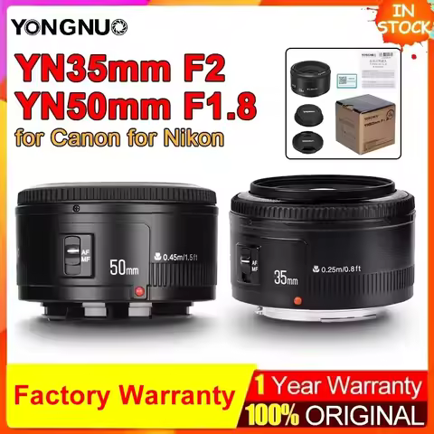 ☂ YONGNUO YN35mm F2 YN50mm F1.8 Auto Focus Lens for Nikon F2Z Wide-Angle Large Aperture for Canon EF