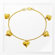 RANTAI TANGAN BELUT GANTUNG 5 LOVE 375 EMAS GOLD 9K