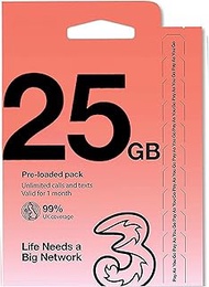 [3UK] 30 Days - 10GB|25GB|50GB|Unlimited4G | Europe/UK Local SIM | Hotspot Supported (25GB(4G)/Max12