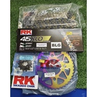 BLG Titanium  RK RKM GS415 KLO ORING BLACK GOLD CHAIN GS415RKM HONDA RS150 SPROCKET CHAIN SET RK O-R