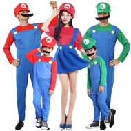 Game Super Mario Bros Costume Mario Luigi with Cap Beard Unisex Adult Kids Halloween Party Cosplay Costumes
