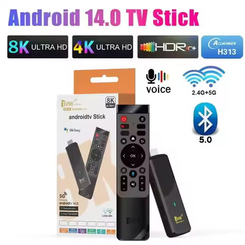 2025 TV98 ATV X9 TV Stick 1GB 8GB Android 14.0 Allwinner H313 Quad Core Wifi 5G BT5.0 Voice Remote S