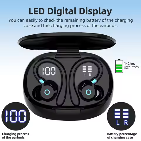 TWS sports earbuds Bluetooth HIFI bass wireless earbuds LED touch hands-free earbuds noise cancellin