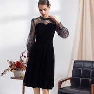 【MEDUSA】氣質黑色絲絨禮服洋裝(M-XL) | 小禮服 晚宴服