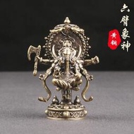 【現貨】黃銅六臂象神桌面擺件泰國佛像銅雕工藝品文玩收藏