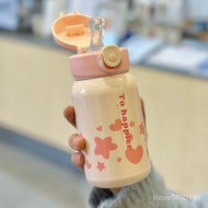 Direct Supply ️ Straw Thermos Cup Female High-Value Portable Cute 316 Stainless Steel Children Stude