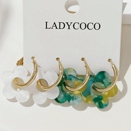 2 Pairs Fashionable Cute Acrylic 5-Petal Pendant Earrings, Suitable For Women, Date, Party, Gift, Cl