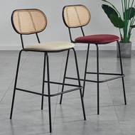 Bar Chair Casual Velvet Chair Rattan Back Chair 1pc/2pcs Nordic Modern Simple Bar Chair Bar Stool