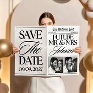 1pc Customized Wedding Newspaper Poster, Personalized Photo And Text Printing, Save The Date Announc