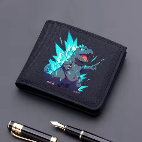 Godzilla Square Wallet Anime Character Printed Nylon Money Clip Cartoon Portable Multifunctional Car