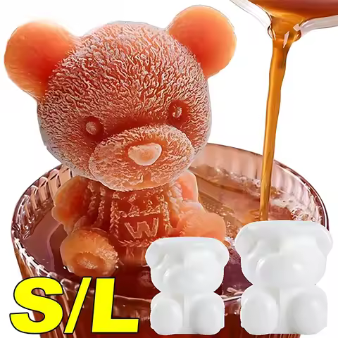 3D Bear Ice Cube Mold Cube Silicone Bear Ice Grinder Ice Cream Coffee Making Tools Cold Drink DIY Ic