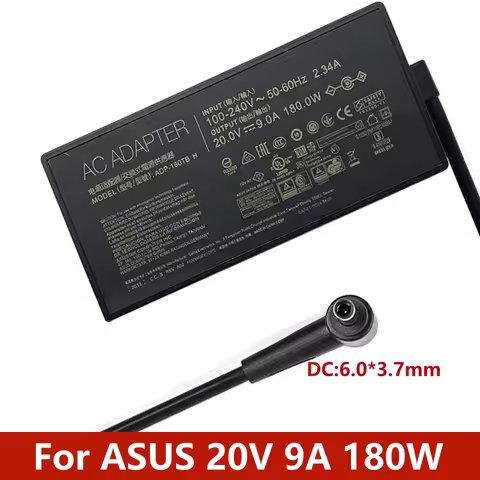 180W 20V 9A 6.0x3.7mm AC Adapter For Asus ROG Zephyrus GA502DU GA502D GA502IU GA401 F15 F17 FX505D L