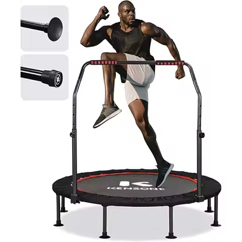 Fold-out trampoline, indoor trampoline, adult indoor/garden exercise, Fitness bounce band adjustable
