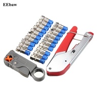 hot sale 22pc/set Coaxial Crimping Tool Kit Squeeze Clamp Pliers + Cable Stripper + 20 F-Type Heads