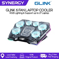 Glink Penyejuk Komputer Riba dengan 6 Kipas Penyejukan Pantas Lampu RGB Kilat Menyokong Komputer Rib
