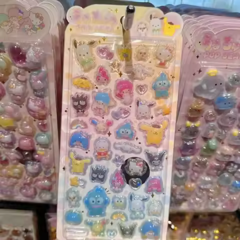 2026 New Kitty Large Family Little Twinstars Usahana 3D Crystal Solid Hard Laser Flash Stickers Crea