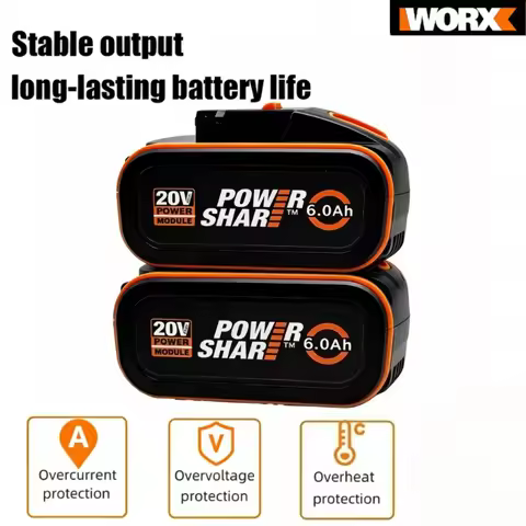 Original WORX 20V 6.0Ah High Capacity Li-ion Battery Power Share WA3551 WA3553 Compatible with WU279
