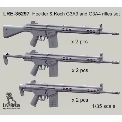 1/35 Resin Unpainted Model Kit, Heckler & Koch G3A3 and G3A4 Rifle Kit (6 units) Unassembled and unp