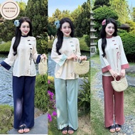 Simple traditional Japanese scratched pagoda outfit, high quality Tue Tam embroidered pagoda outfit