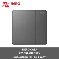 NERO CASA X2 GREY TRIPLE SWITCH 3 GANG 1 WAY X21031-GR