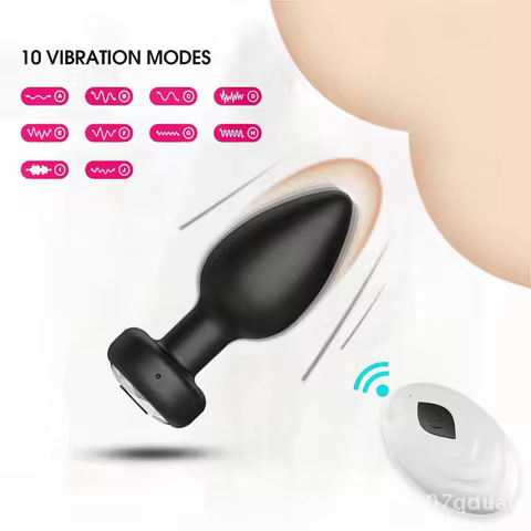 Wireless Remote Control Silicone Female Anal Plug Vibrator Black Diamond G-Spot Stimulating Masturba