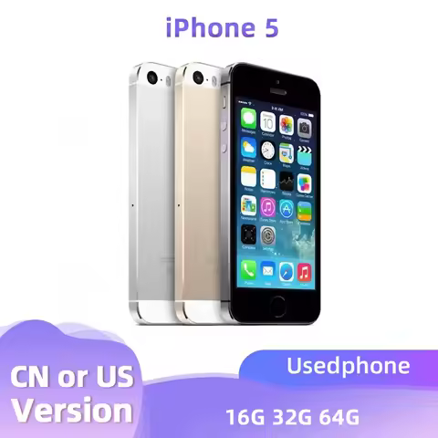 Used Original Apple iPhone 5 Unlocked Cell Phone iOS 16/32/64GB Silver Black For Option 4.0" IPS Scr