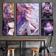 Genshin Impact Accounts Game Raiden Shogun Beelzebul Raiden Canvas Painting Art Wall Painting Decora