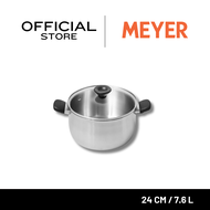 MEYER LUNA SS เครื่องครัวสเตนเลส สตีล หม้อสองหูขนาด 24 ซม./ 6.2 ลิตร พร้อมฝาแก้ว (71797-T)